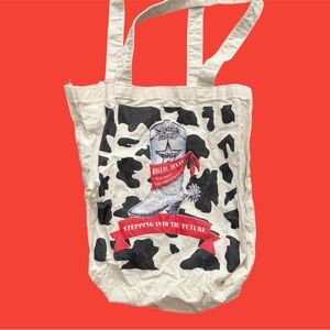 Cowboy boot and spur cowgirl cowprint tote bag